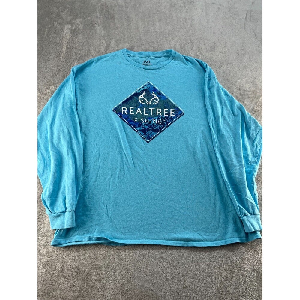 Realtree T-Shirt Fishing 2XL Long Sleeve Blue Breathable Quick Dry Crew Neck